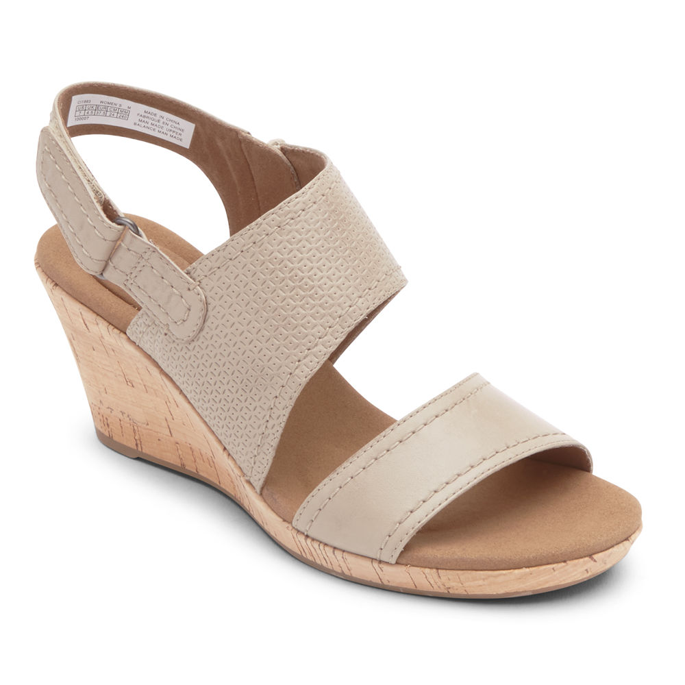 Rockport Singapore Womens Sandals - Briah Asymmetrical 2-Piece Beige - UE2153408